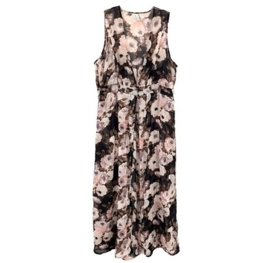 Floral Sheer Maxi Kimono Dress Coverup